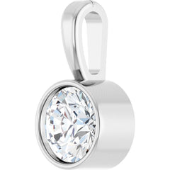 14K White Gold 1/4 CT Natural Diamond Bezel-Set Solitaire Pendant