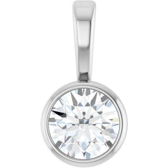 14K White Gold 1/6 CT Natural Diamond Bezel-Set Solitaire Pendant