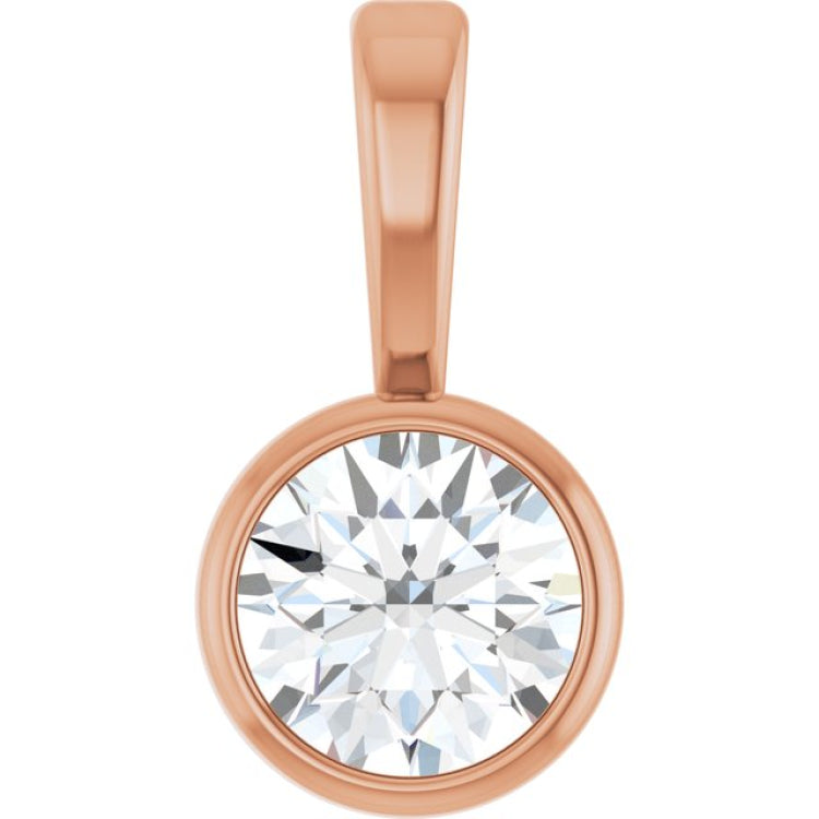 14K Rose Gold 1/6 CT Natural Diamond Bezel-Set Solitaire Pendant