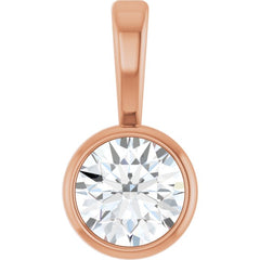 14K Rose Gold 1/6 CT Natural Diamond Bezel-Set Solitaire Pendant