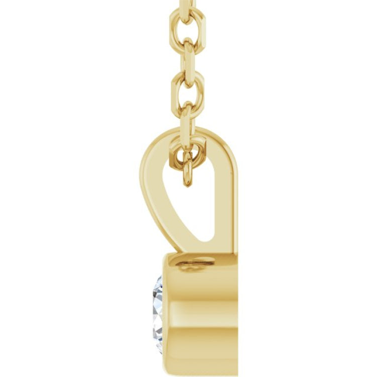 14K Yellow Gold .06 CT Natural Diamond Bezel-Set Solitaire 16-18" Necklace
