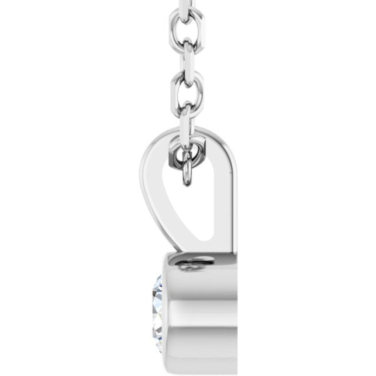 Sterling Silver .06 CT Natural Diamond Bezel-Set Solitaire 16-18" Necklace