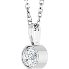 14K White Gold 1/4 CT Natural Diamond Bezel-Set Solitaire 16-18" Necklace