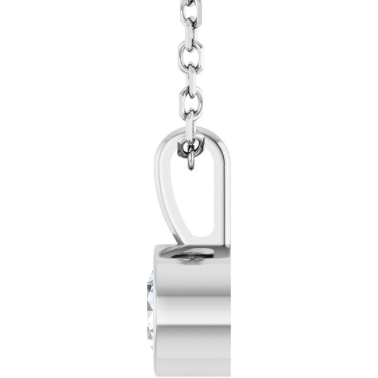Platinum 1/4 CT Natural Diamond Bezel-Set Solitaire 16-18" Necklace