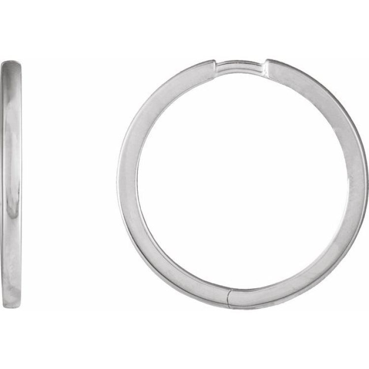 Platinum Hinged 20 mm Hoop Earrings
