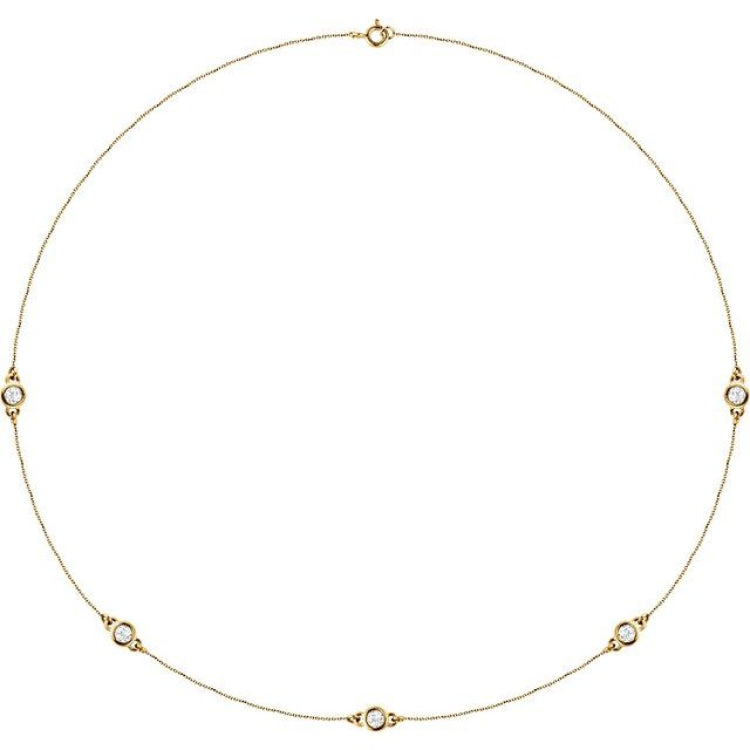 14K Yellow Gold 3/4 CTW Lab-Grown Diamond 5-Station 18" Necklace