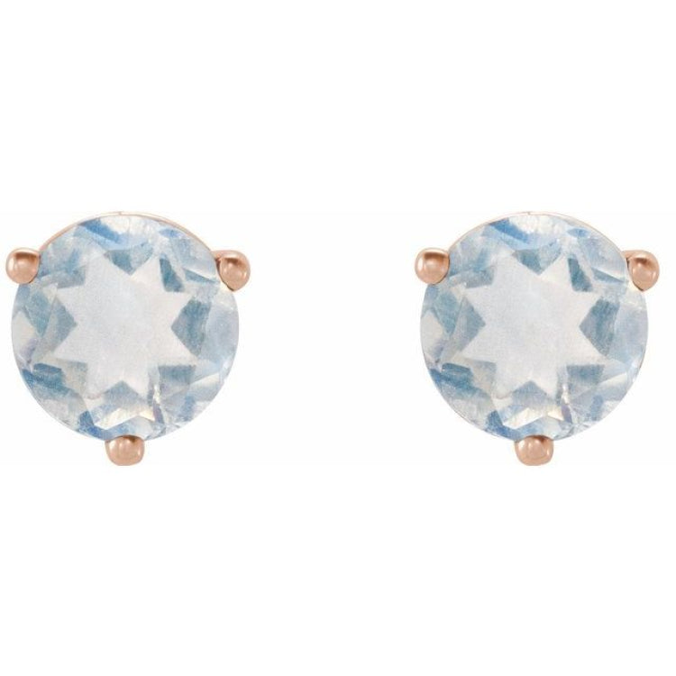 14K Rose Gold Natural Blue Sheen Moonstone Earrings
