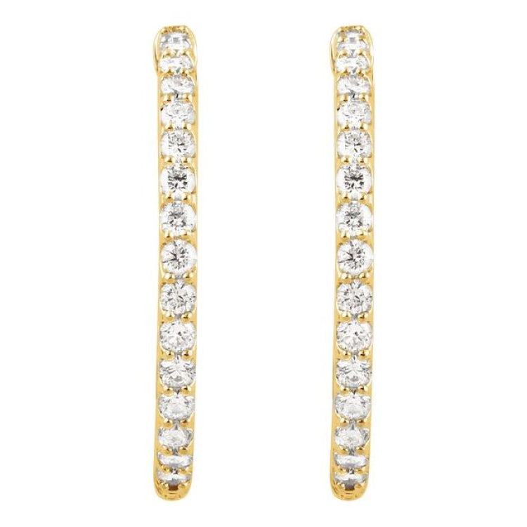 14K Yellow Gold 2 1/10 CTW Lab-Grown Diamond Inside-Outside 29.5 mm Hoop Earrings