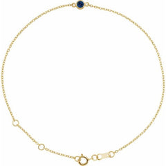 14K Yellow Gold Natural Blue Sapphire Bezel-Set Solitaire 6 1/2-7 1/2" Bracelet