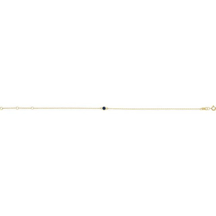 14K Yellow Gold Natural Blue Sapphire Bezel-Set Solitaire 6 1/2-7 1/2" Bracelet