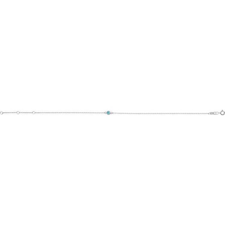 Sterling Silver Natural Blue Zircon Bezel-Set Solitaire 6 1/2-7 1/2" Bracelet