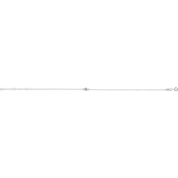 Platinum Natural White Sapphire Bezel-Set Solitaire 6 1/2-7 1/2" Bracelet