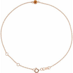 14K Rose Gold Natural Citrine Bezel-Set Solitaire 6 1/2-7 1/2" Bracelet