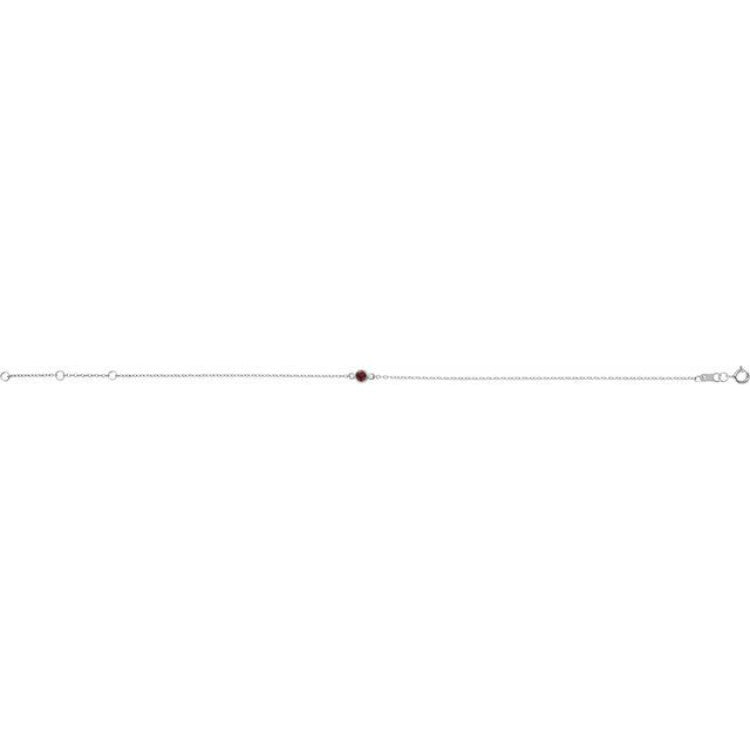 Sterling Silver Natural Mozambique Garnet Bezel-Set Solitaire 6 1/2-7 1/2" Bracelet