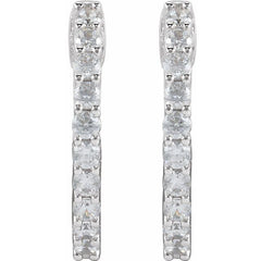 14K White Gold 1/2 CTW Lab-Grown Diamond Inside-Outside Hinged 14.5 mm Hoop Earrings