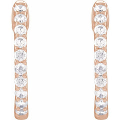 14K Rose Gold 1/2 CTW Lab-Grown Diamond Inside-Outside Hinged 14.5 mm Hoop Earrings