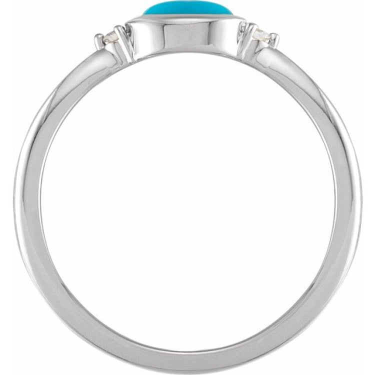 Platinum Natural Turquoise & .03 CTW Natural Diamond Ring