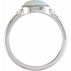 Sterling Silver Natural Ethiopian Opal & .03 CTW Natural Diamond Ring