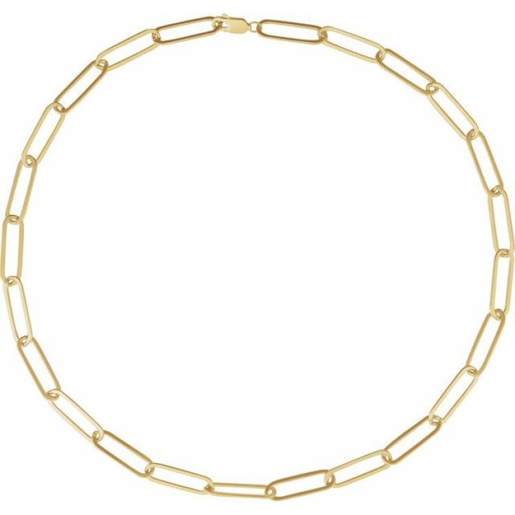 14K Yellow Gold 6.2 mm Paperclip-Style 18" Chain