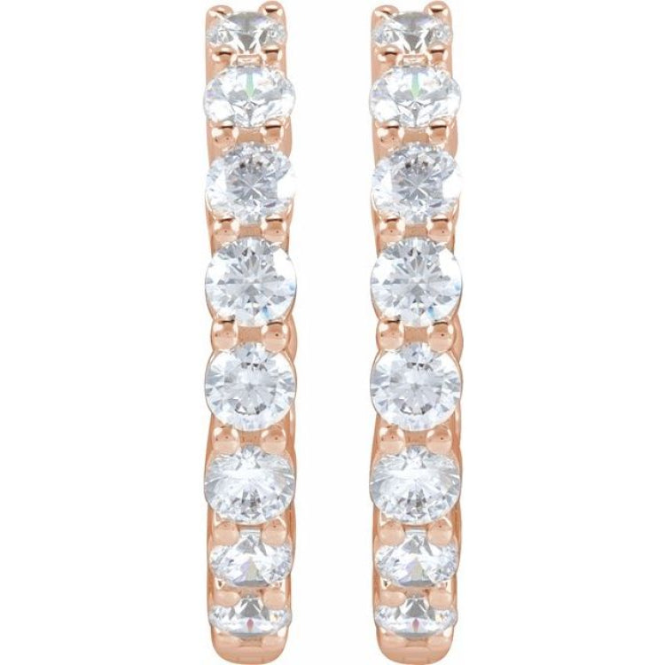 14K Rose Gold 2 CTW Natural Diamond Inside-Outside Hinged 20 mm Hoop Earrings