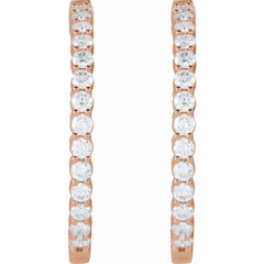 14K Rose Gold 4 CTW Natural Diamond Inside-Outside Hinged 36 mm Hoop Earrings