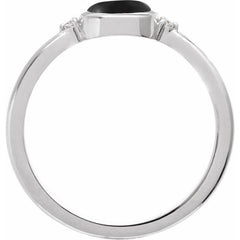 Platinum 6 mm Round Natural Black Onyx & .03 CTW Natural Diamond Ring