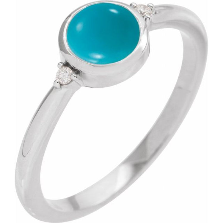 Sterling Silver Natural Turquoise & .03 CTW Natural Diamond Ring