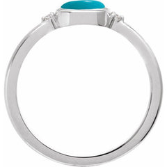 Sterling Silver Natural Turquoise & .03 CTW Natural Diamond Ring