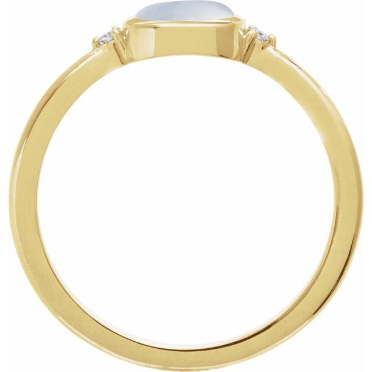 14K Yellow Gold Natural Rainbow Moonstone & .03 CTW Natural Diamond Ring