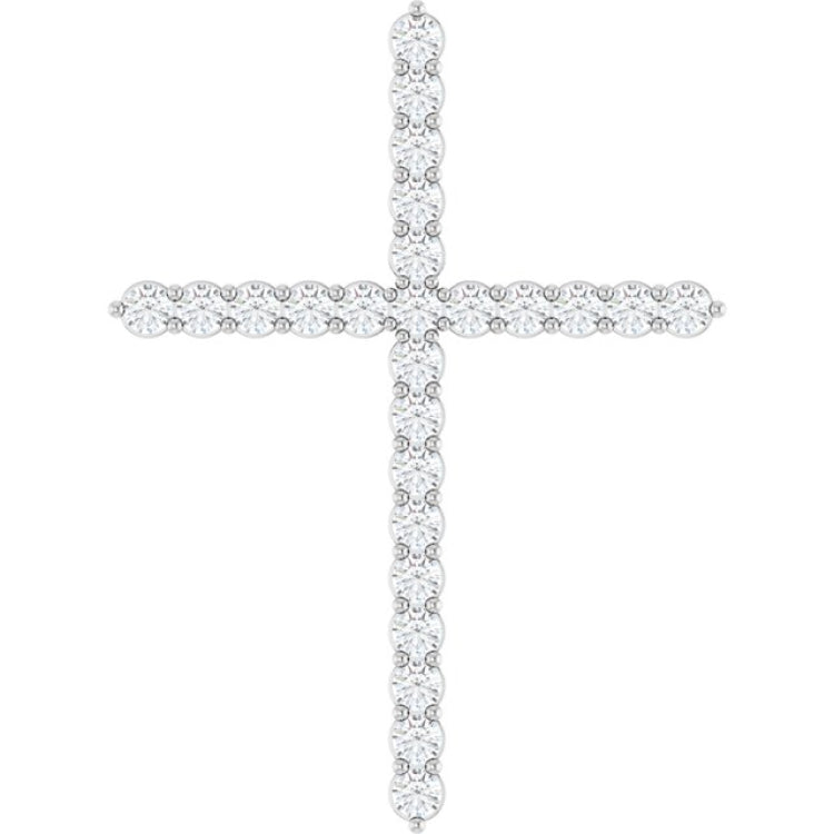 14K White Gold 1 CTW Natural Diamond Cross Pendant
