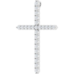 14K White Gold 1 CTW Natural Diamond Cross Pendant