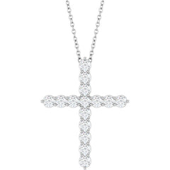 14K White Gold 3/4 CTW Natural Diamond Cross 16-18" Necklace