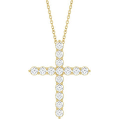 14K Yellow Gold 3/4 CTW Natural Diamond Cross 16-18" Necklace