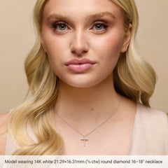 14K Rose Gold 1/4 CTW Lab-Grown Diamond Cross 16-18" Necklace