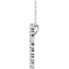 14K White Gold 3/8 CTW Lab-Grown Diamond Cross 16-18" Necklace