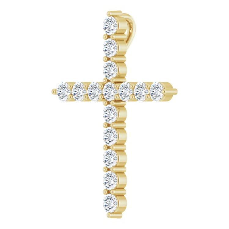 14K Yellow Gold 1/2 CTW Lab-Grown Diamond Cross Pendant