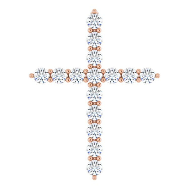 14K Rose Gold 1/2 CTW Lab-Grown Diamond Cross Pendant