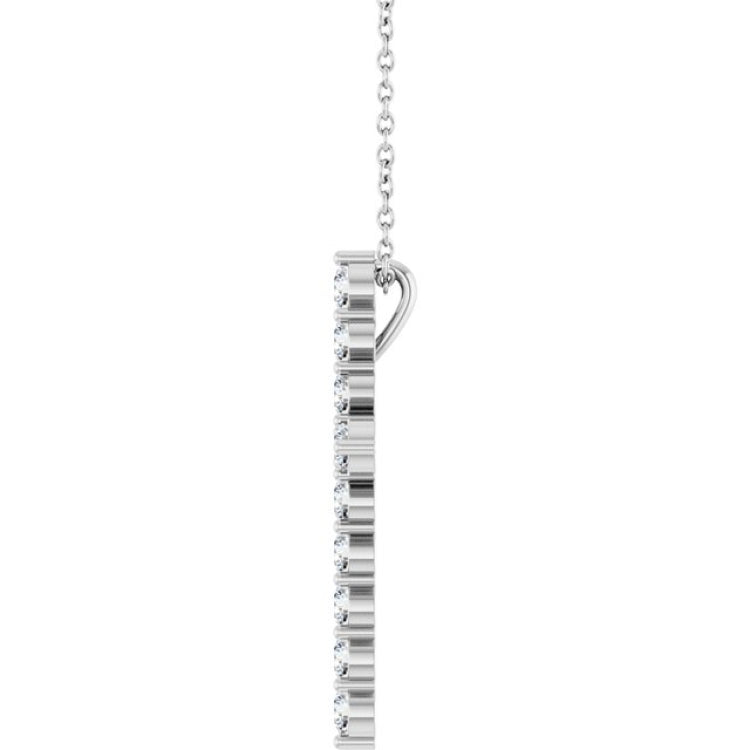 14K White Gold 3/4 CTW Lab-Grown Diamond Cross 16-18" Necklace