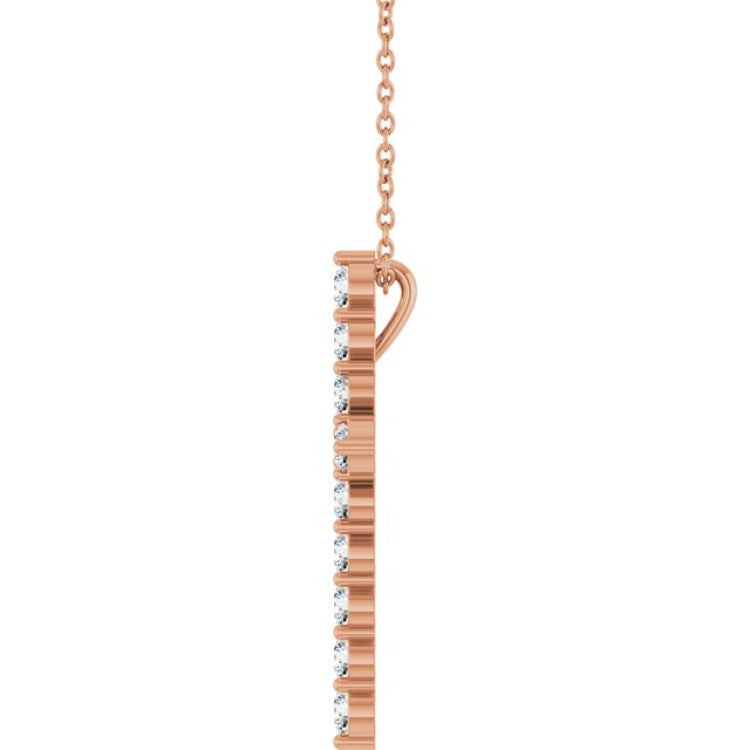 14K Rose Gold 3/4 CTW Lab-Grown Diamond Cross 16-18" Necklace