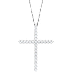 14K White Gold 1 CTW Lab-Grown Diamond Cross 16-18" Necklace
