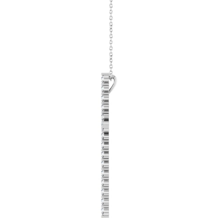14K White Gold 1 CTW Lab-Grown Diamond Cross 16-18" Necklace