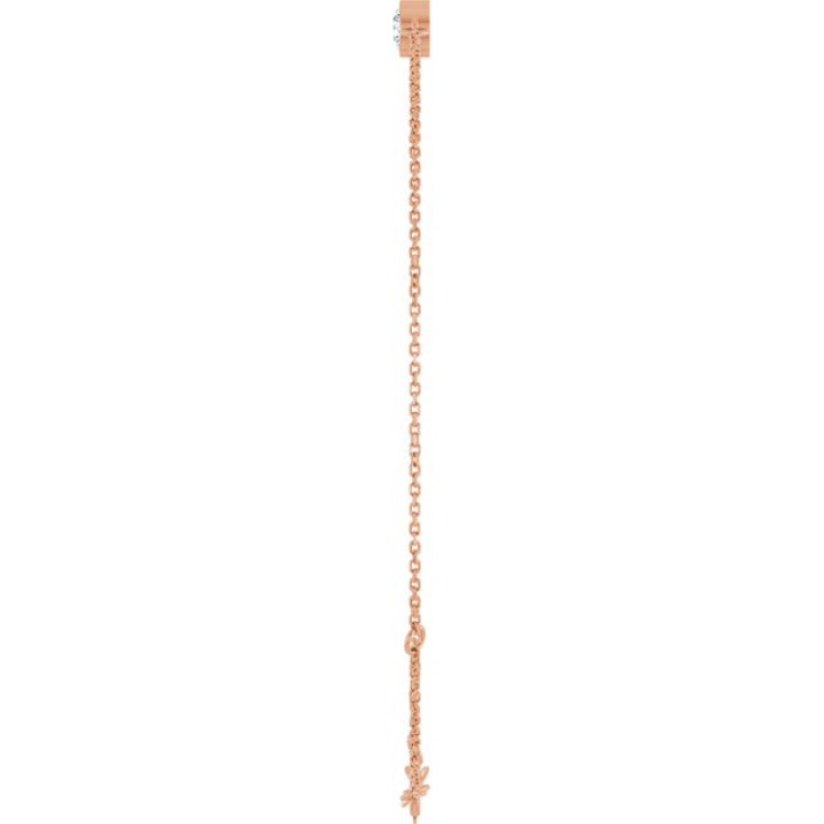 14K Rose Gold Natural White Sapphire 6 1/2-7 1/2" Bracelet