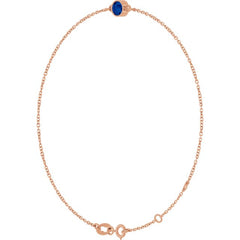 14K Rose Gold Lab-Grown Blue Sapphire 6 1/2-7 1/2" Bracelet