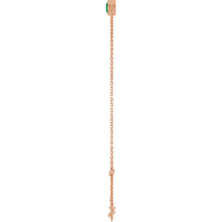 14K Rose Gold Natural Emerald 6 1/2-7 1/2" Bracelet