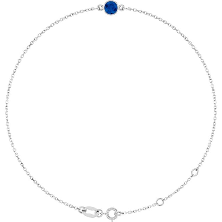 14K White Gold Natural Blue Sapphire 6 1/2-7 1/2" Bracelet