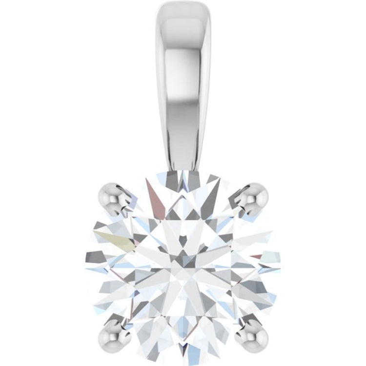 14K White Gold 3/4 CT Lab-Grown Diamond Pendant