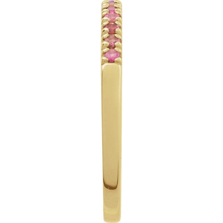 14K Yellow Gold Natural Pink Tourmaline Stackable Ring
