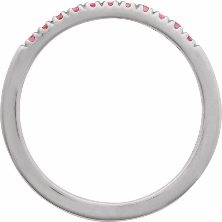 14K White Gold Natural Pink Tourmaline Stackable Ring