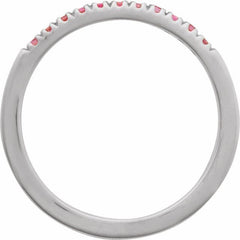 14K White Gold Natural Pink Tourmaline Stackable Ring