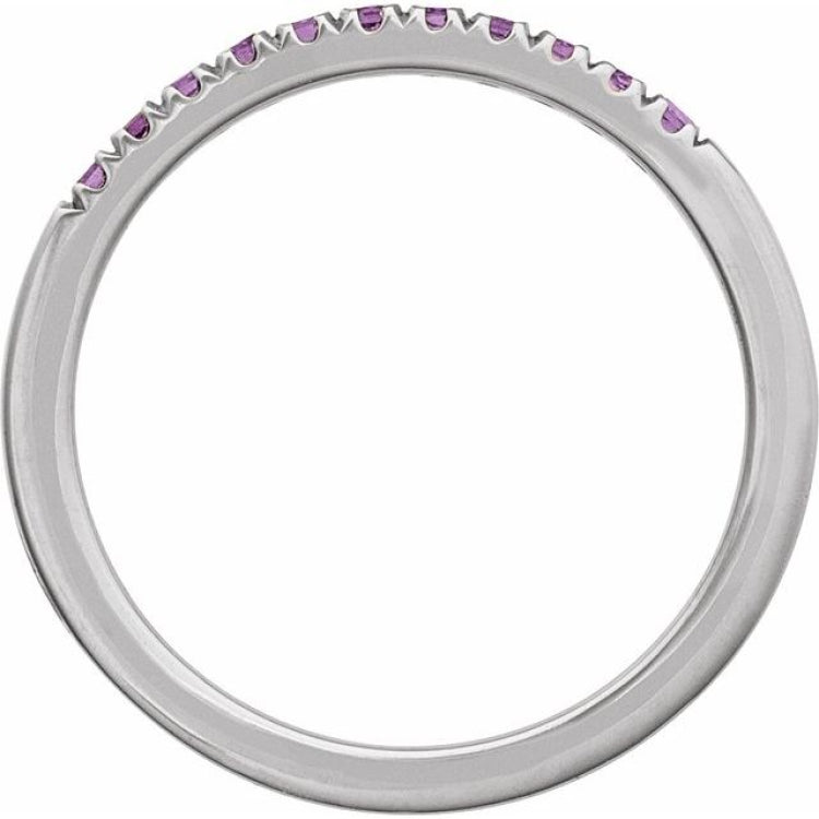 14K White Gold Natural Amethyst Stackable Ring